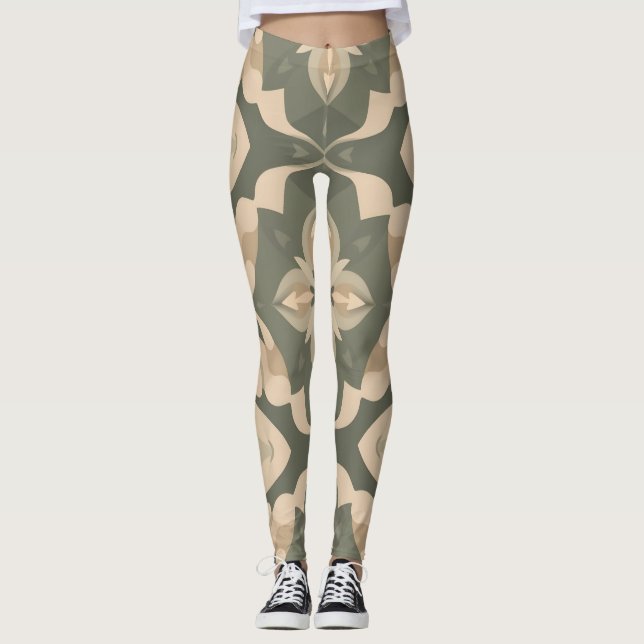 Symmetrical Decor Leggings - Soft Colour Organic D (Front)