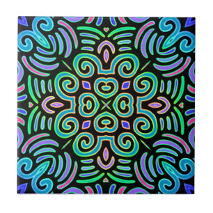 symmetrical design in cool colours ceramic tile