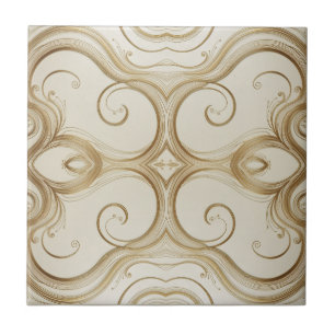 Symmetrical Elegance in Golden Tones Ceramic Tile