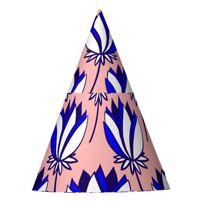 Symmetrical Floral: Colourful Vintage Pattern Party Hat (Front)