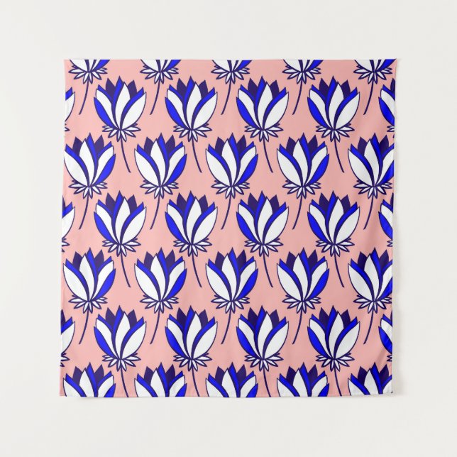 Symmetrical Floral: Colourful Vintage Pattern Tapestry (Front)
