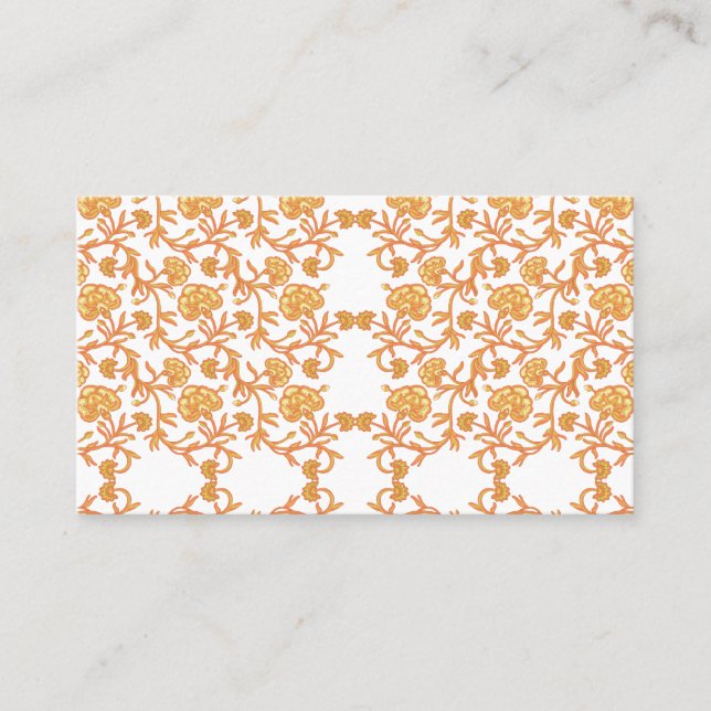 Symmetrical floral pattern with orange motifs rese business card (Front)