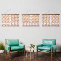 Symmetrical floral pattern with orange motifs rese