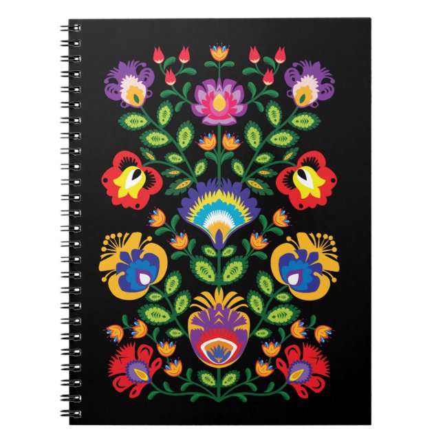 Symmetrical Folk Wycinanki  Notebook (Front)