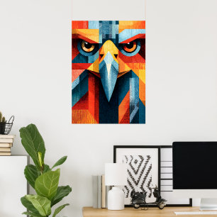 Symmetrical Geometric Eagle Abstract Pop Art Poste Poster