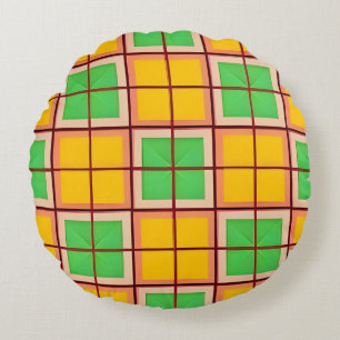 Symmetrical Geometric Pattern Bold Colour Home Acc Round Cushion