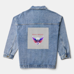 Symmetrical Gradient Dragon Logo Denim Jacket