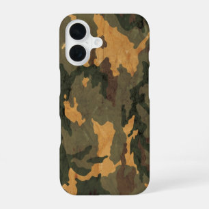Symmetrical Grunged Green Tan Olive Camouflage iPhone 16 Case