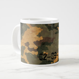 Symmetrical Grunged Green Tan Olive Camouflage Large Coffee Mug