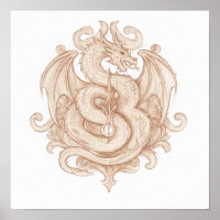 Symmetrical Heraldic Art: Gothic Dragon Emblem