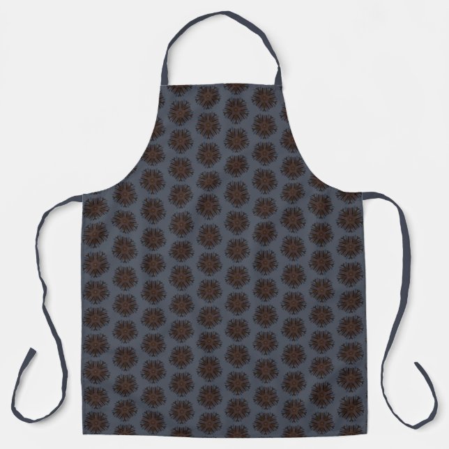 Symmetrical Line Drawing Mechanical Floral Style Apron (Front)