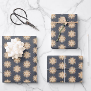 Symmetrical Line Drawing With Earthy Brown Colors Wrapping Paper Sheet