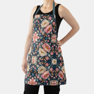 Symmetrical Modern Floral Kaleidoscope Apron