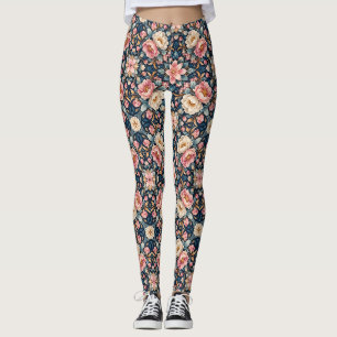 Symmetrical Modern Floral Kaleidoscope Leggings