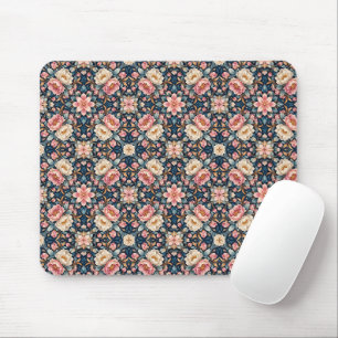 Symmetrical Modern Floral Kaleidoscope Mouse Pad