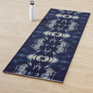 Symmetrical Palm Leaf Delft Blue Meditative Art Yoga Mat