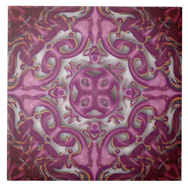 Symmetrical pattern (azulejos like) ceramic tile (Front)