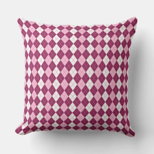 Symmetrical Pink and White Argyle Design Cushion