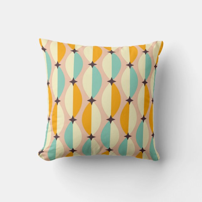 Symmetrical retro pattern with interlocking teal cushion (Front)