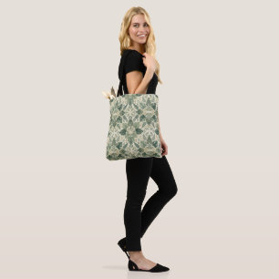 Symmetrical Sage Green Monstera Leaves Tote Bag
