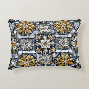 Symmetrical snowflake pattern decorative cushion