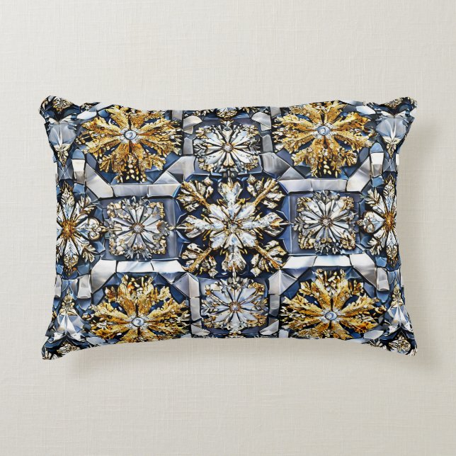 Symmetrical snowflake pattern decorative cushion (Front)