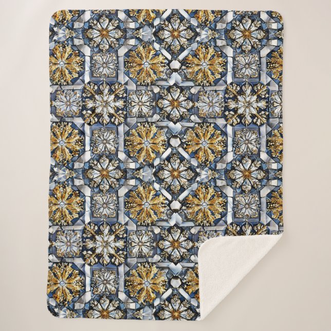Symmetrical snowflake pattern sherpa blanket (Front)