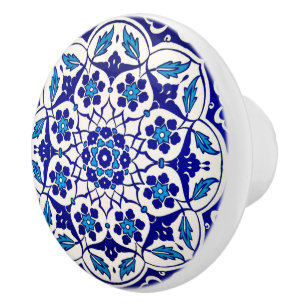 Symmetrical Vintage Florals Ottoman Turkiye Iznik Ceramic Knob