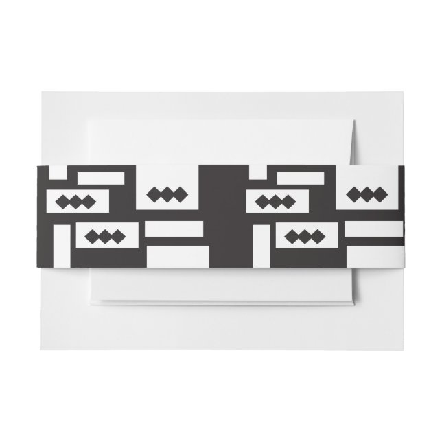 Symmetrical white geometric design with crisp, cle invitation belly band (Front Example)