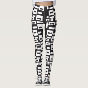 Symmetrical white geometric design with crisp, cle leggings