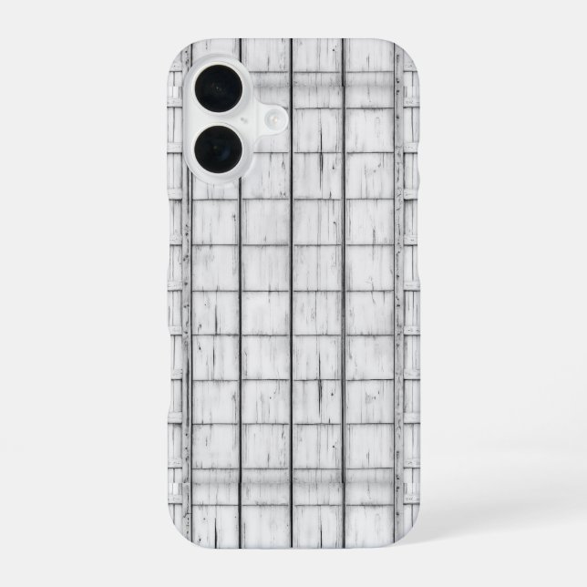 Symmetrical Whitewashed Wood Pattern iPhone 16 Case (Back)
