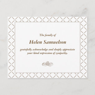 Sympathy Acknowledgement Card
