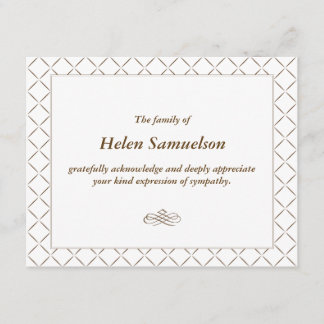 Sympathy Acknowledgement Card