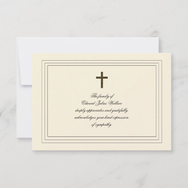 Sympathy Acknowledgement Card Cream Colour (Front)
