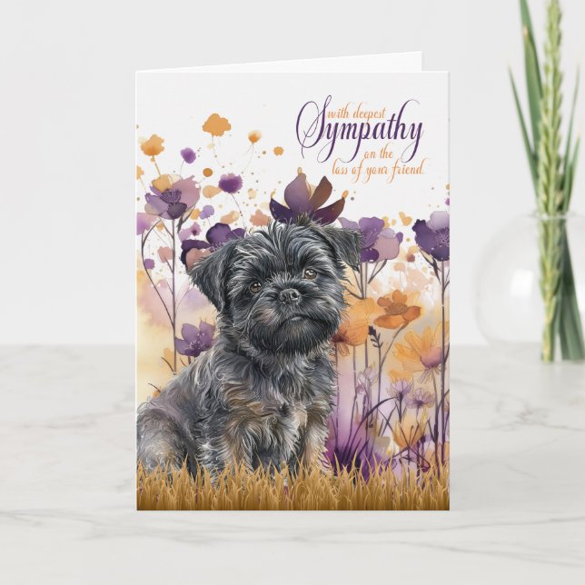Sympathy Affenpinscher Dog Wildflower Meadow Card (Front)