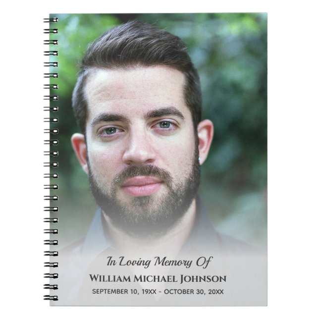 Sympathy Bereavement Funeral Memorial Custom Photo Notebook (Front)