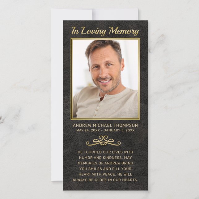 Sympathy Black Leather Gold Frame Photo Funeral (Front)