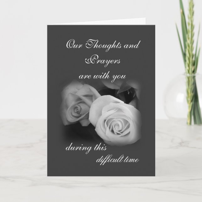 Sympathy Black & white roses Card (Front)
