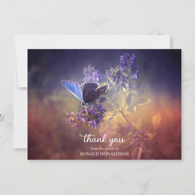 Sympathy Blue Butterfly Flower THANK YOU | PHOTO (Front)