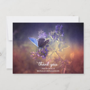 Sympathy Blue Butterfly Flower THANK YOU   PHOTO Card