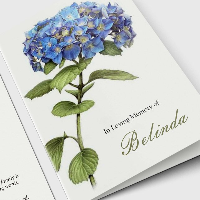 Sympathy Blue Hydrangea Funeral Thank You (Memorial Bereavement Blue Hydrangea Funeral Sympathy Cards )