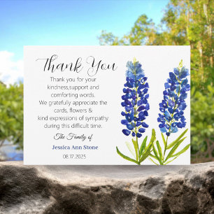 Sympathy Bluebonnets Funeral Death Thank you Invitation