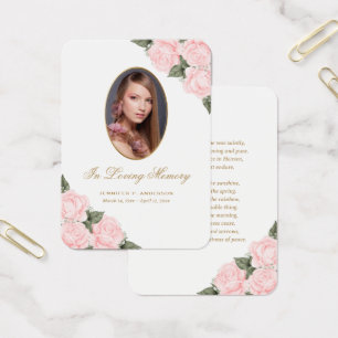 Sympathy Blush Pink Rose Prayer Card