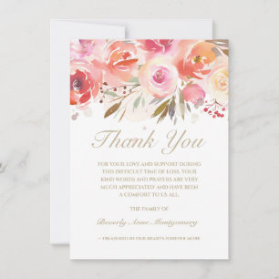Sympathy Blush Pink Watercolor Floral Thank You Card