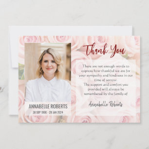 Sympathy Bouquet of Soft Pink Roses Photo Funeral Thank You Card