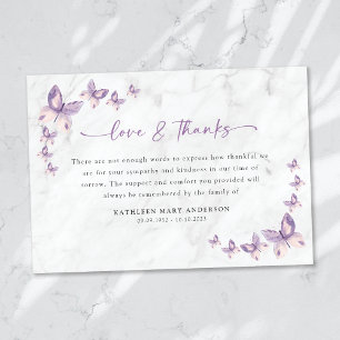 Sympathy Butterflies Funeral Thank You Card