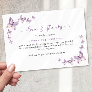 Sympathy Butterflies Funeral  Thank You Card