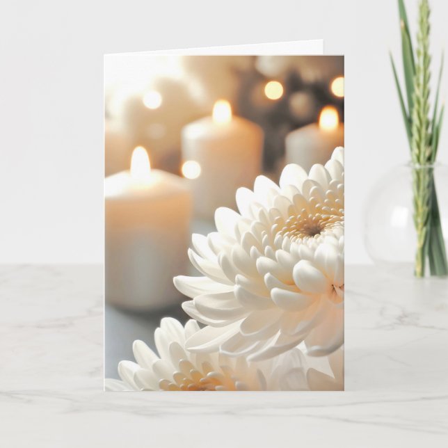 Sympathy Candle and Chrysanthemum  Card (Front)