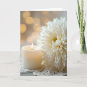 Sympathy Candle and Chrysanthemum  Card