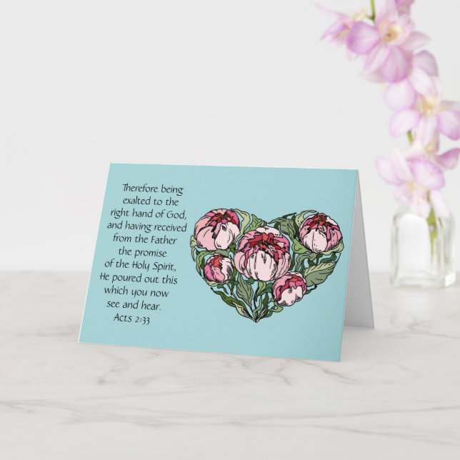 Sympathy Card, Floral Heart, Bible verse on faith Card (Orchid)